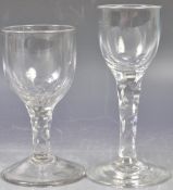 TWO ANTIQUE GEORGIAN FACET CUT STEM WINE GLASSES