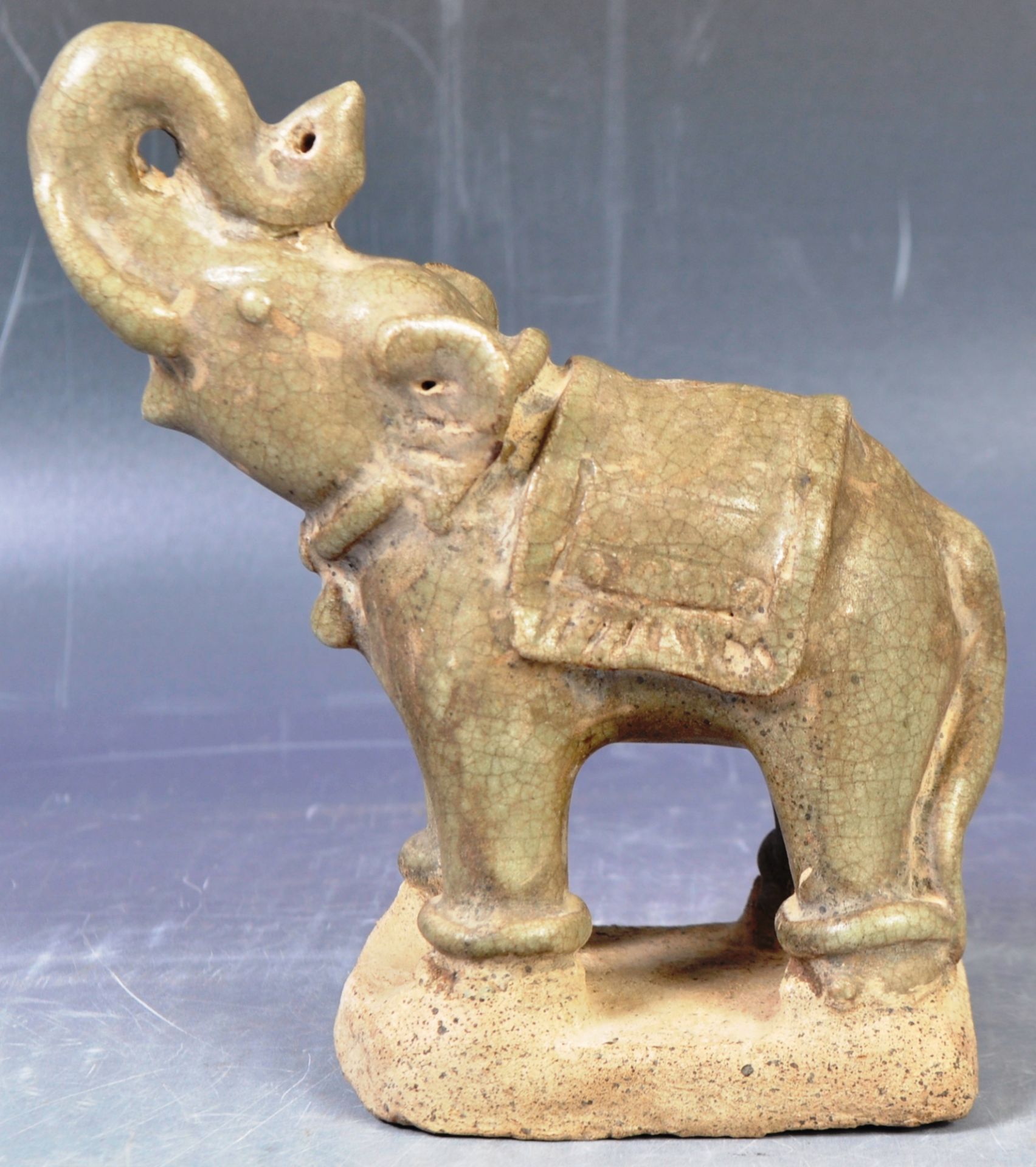 ANTIQUE CHINESE GLAZED POTTERY ELEPHANT