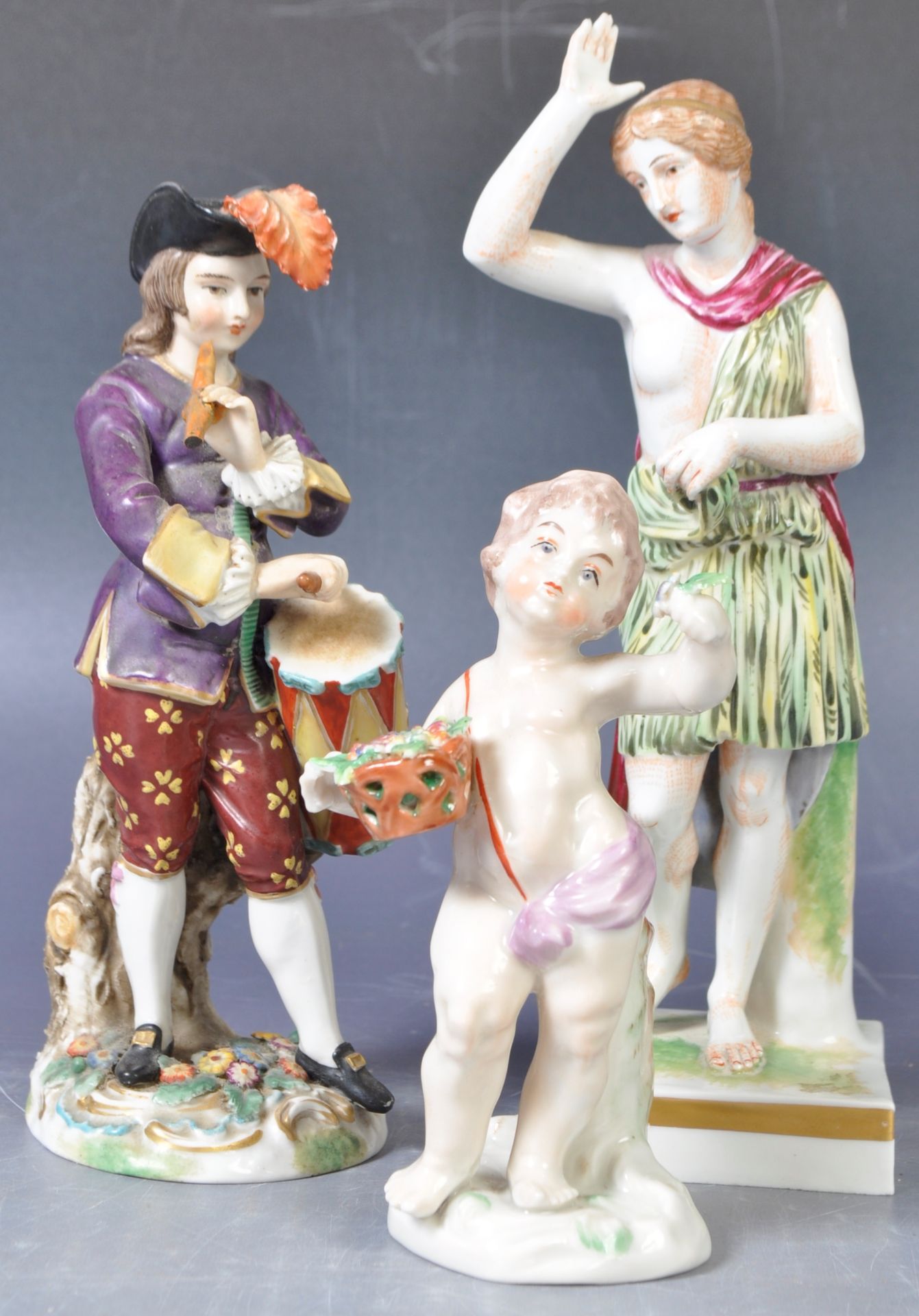 COLLECTION OF ANTIQUE PORCELAIN CLASSICAL FIGURINES