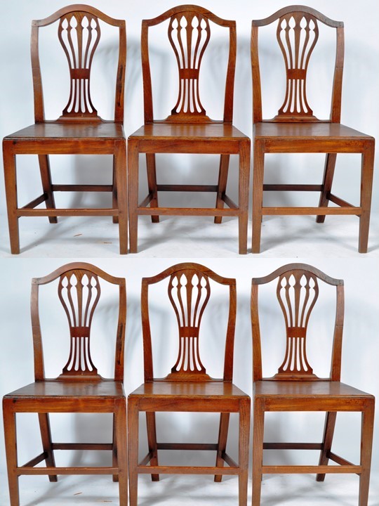 SET OF SIX 18TH CENTURY CHIPPENDALE STYLE OAK & ELM DINING CHAIRS