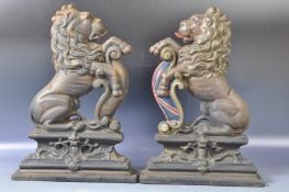 PAIR OF ANTIQUE CAST IRON COALBROOKDALE MANNER LION DOORSTOPS