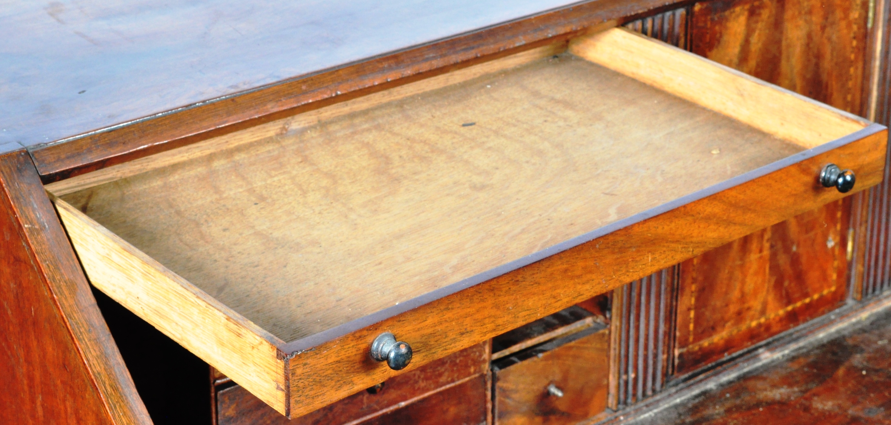 GEORGIAN INLAID MAHOGANY FULL FRONT BUREAU DESK - Image 7 of 19