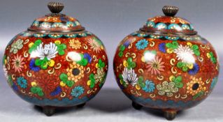 19TH CENTURY JAPANESE MEIJI PERIOD CLOISONNE BRONZE JARS