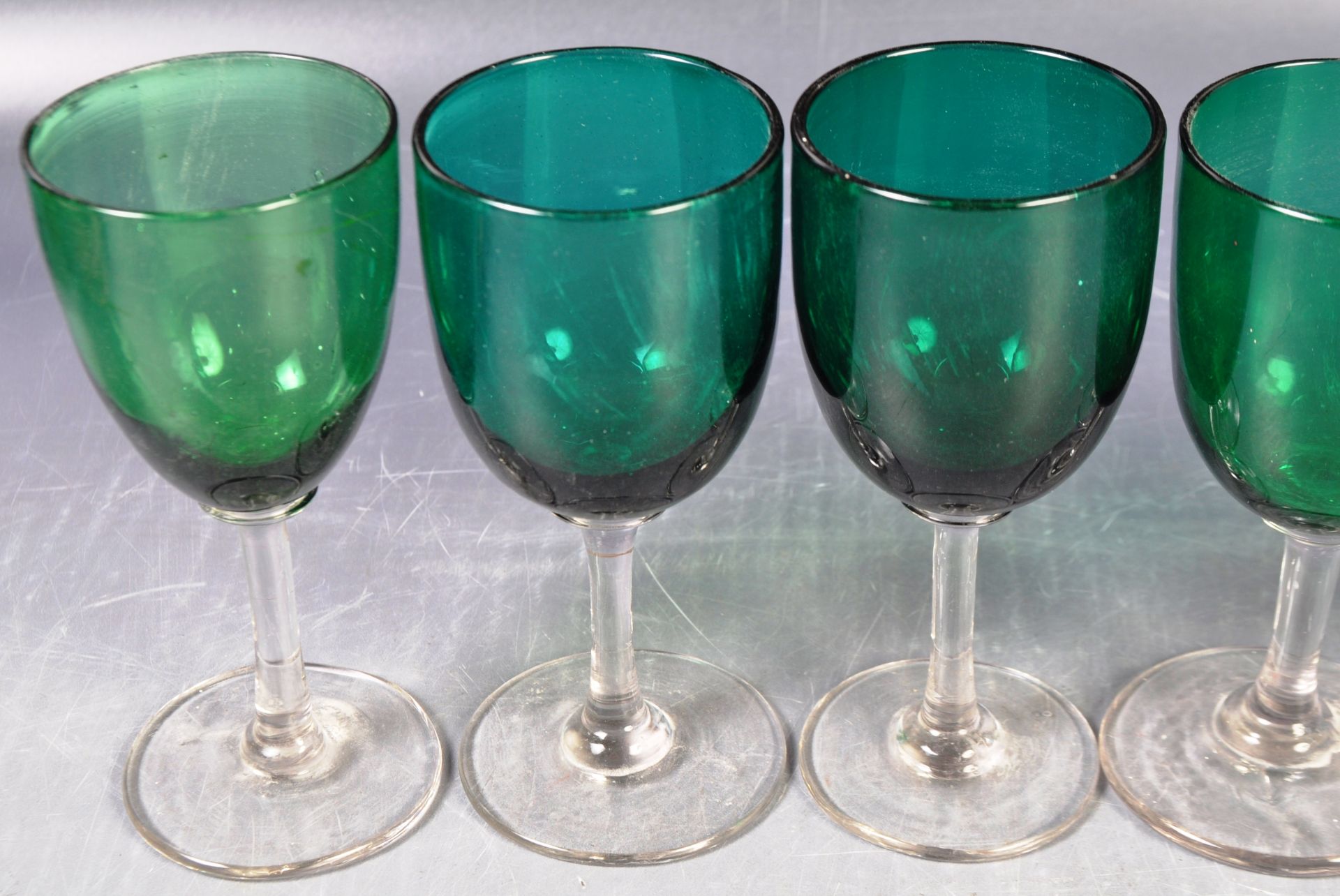 ANTIQUE GEORGIAN BRISTOL GREEN DRINKING GLASSES - Image 3 of 8