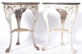 PAIR OF ANTIQUE CAST IRON BRITANNIA TAVERN TABLES