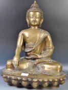 HEAVY LARGE AND IMPRESSIVE ANTIQUE BRONZE FIGURE OF BUDDHA