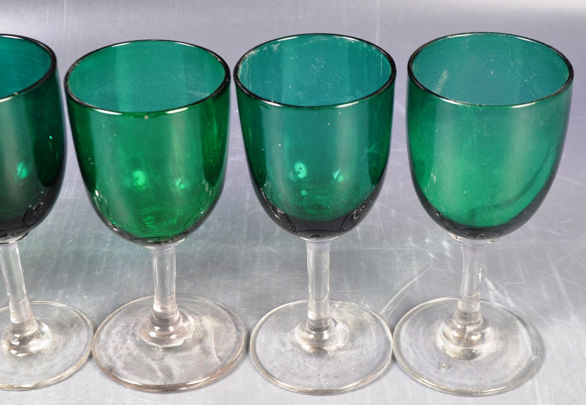 ANTIQUE GEORGIAN BRISTOL GREEN DRINKING GLASSES - Image 2 of 8