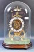 ANTIQUE MID 19TH CENTURY GOTHIC BRASS SKELETON CLOCK IN GLASS DOME