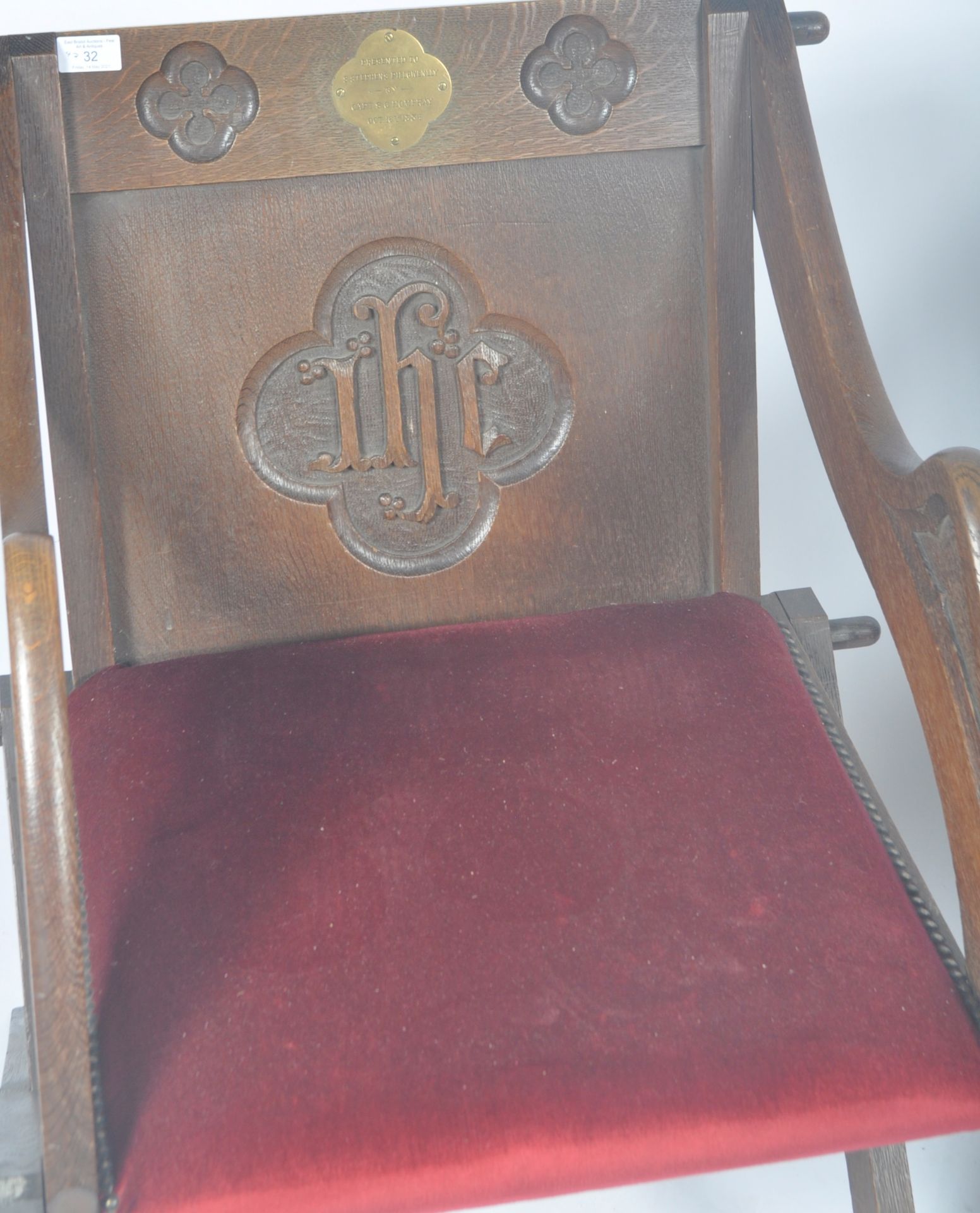 ATTRIBUTED TO AW PUGIN - PAIR OF OAK GOTHIC GLASTONBURY CHAIRS - Image 4 of 8