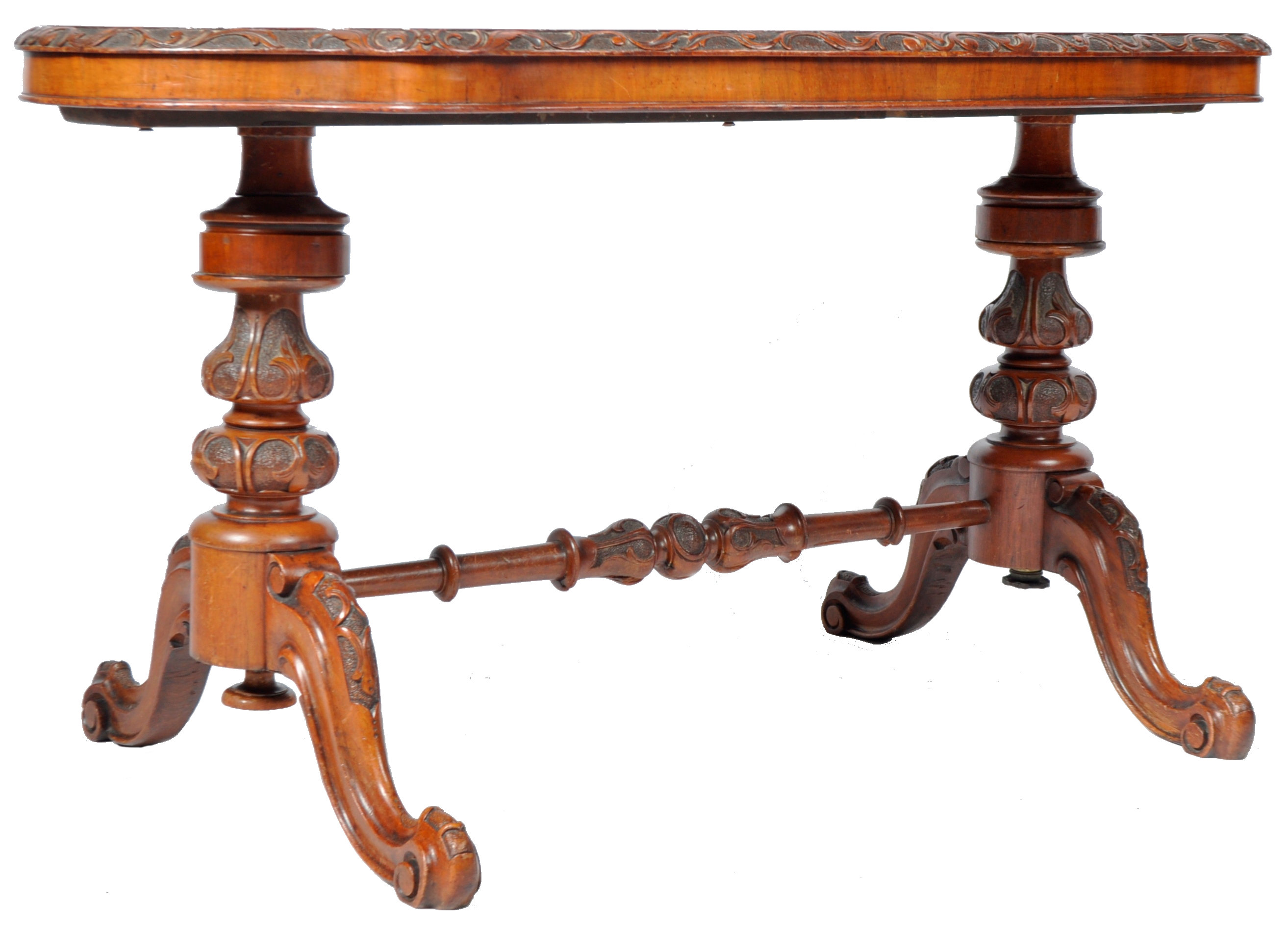 19TH CENTURY VICTORIAN ENGLISH WALNUT AND MARQUETRY TABLE