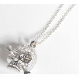 STAMPED 925 SILVER SKULL AND CROSS BONES PENDANT NECKLACE.