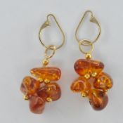 PAIR OF AMBER STYLE DROP EARRINGS