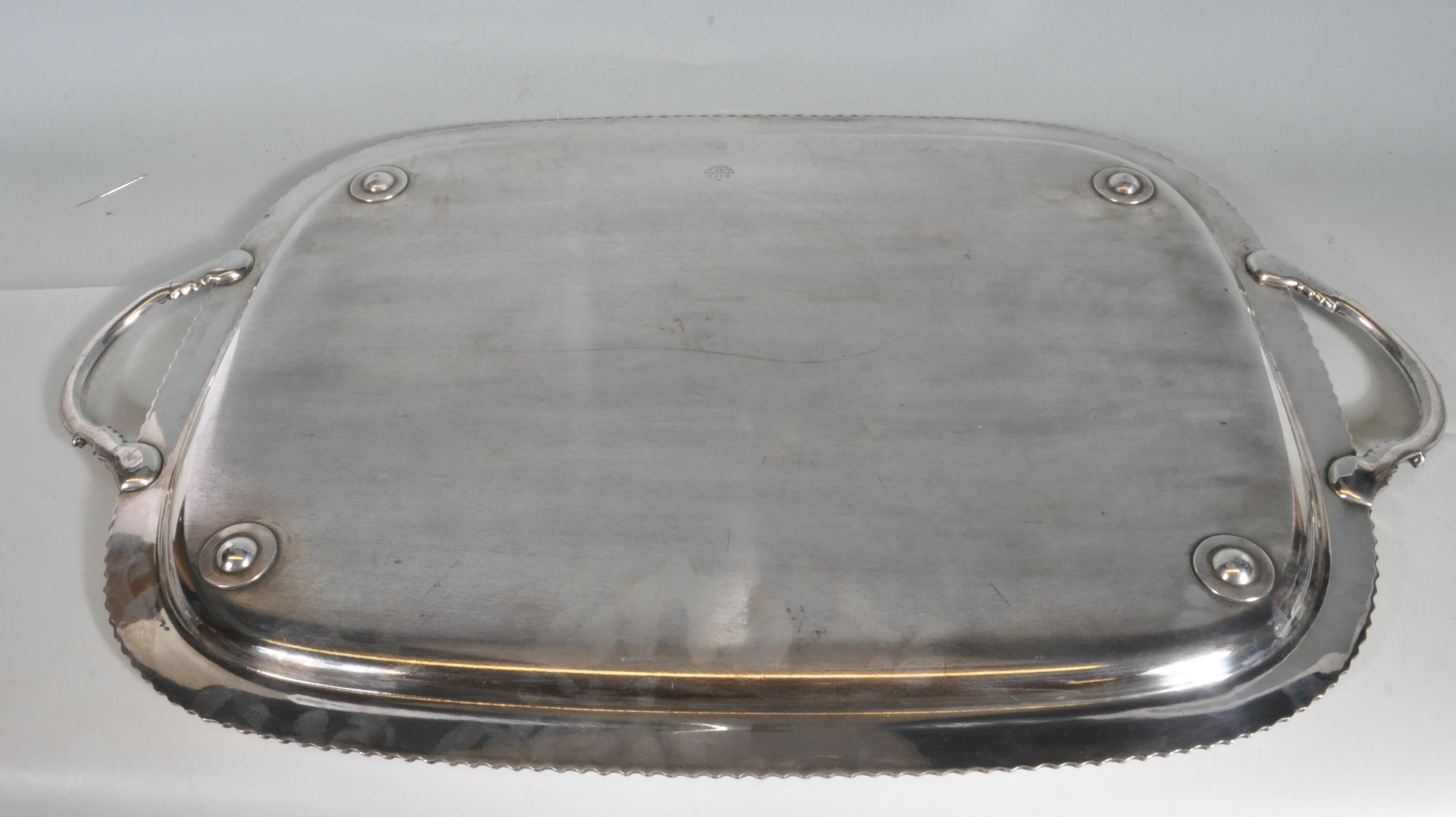 LARGE VINTAGE SILVER PLATE MERIDON SERVING TRAY. - Image 14 of 15