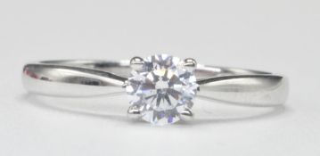 9CT WHITE GOLD SINGLE STONE CZ SOLITAIRE RING