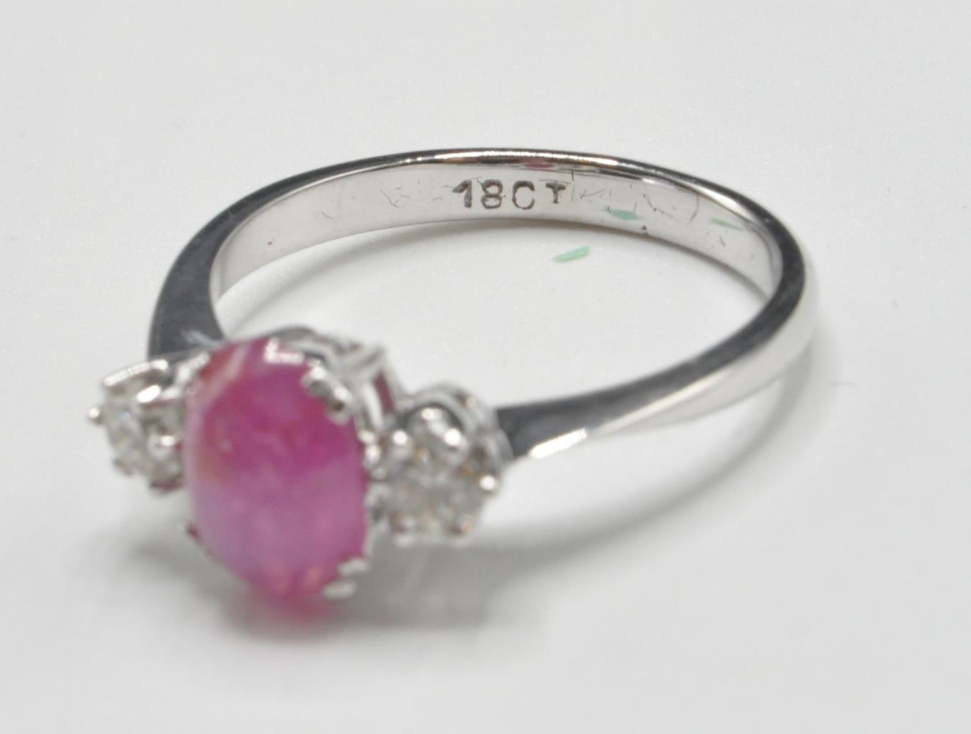 18CT WHITE GOLD RUBY AND DIAMOND RING - Image 6 of 6