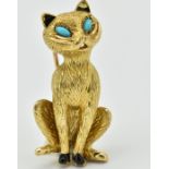 18CT GOLD CARTIER CAT NOVELTY BROOCH CLIP