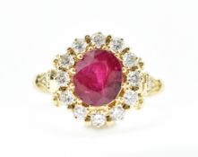 18CT GOLD BURMA RUBY & DIAMOND CLUSTER RING