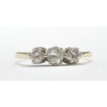 9CT GOLD AND THREE WHITE STONE RING