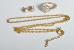 GROUP OF 9CT GOLD AND CZ JEWELLERY