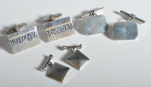 COLLECTION OF GENTLEMANS SILVER CUFFLINKS X 3 SETS