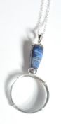 SILVER AND LAPIS LAZULI MAGINIFYING GLASS NECKLACE