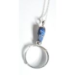 SILVER AND LAPIS LAZULI MAGINIFYING GLASS NECKLACE