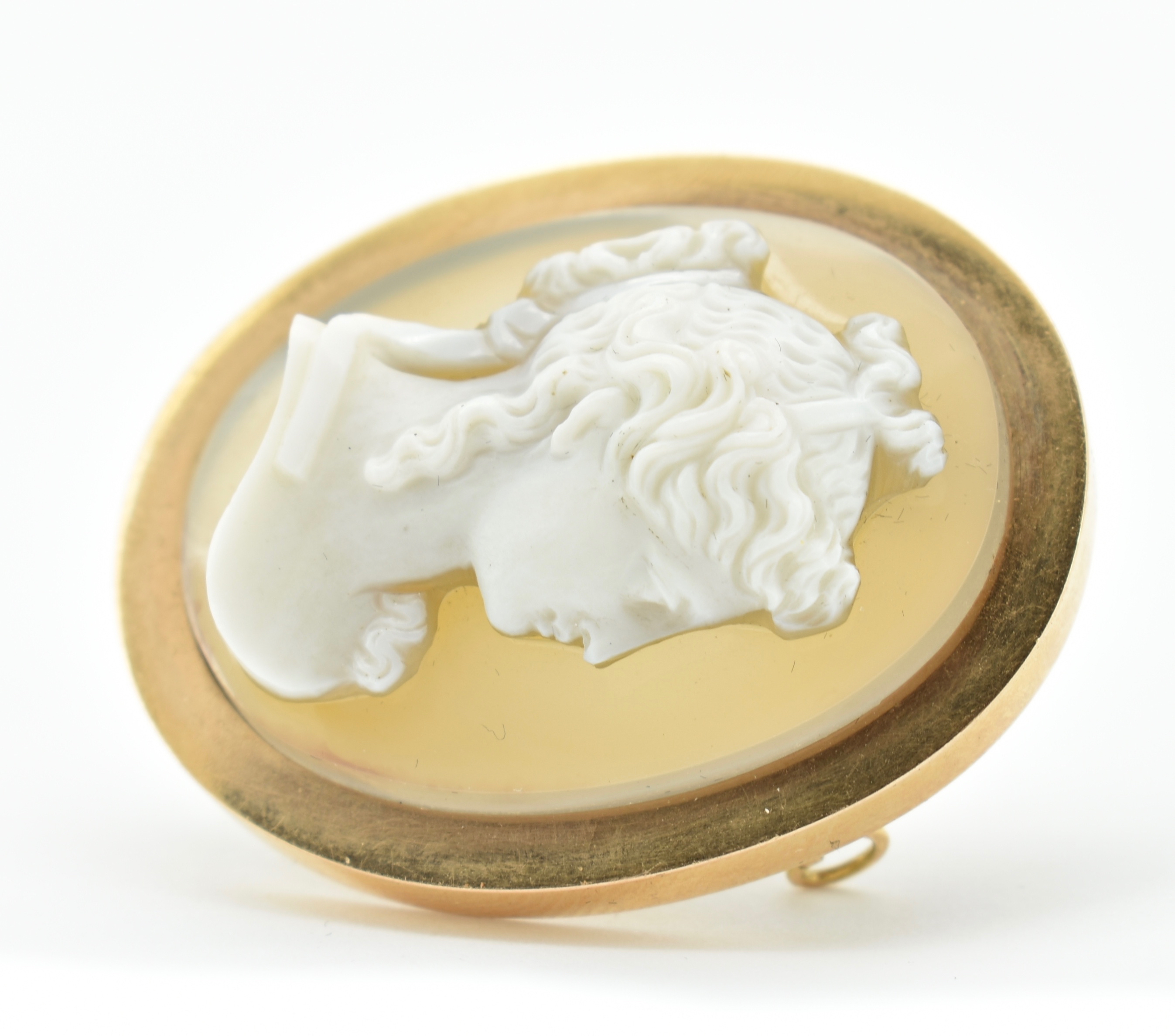 18CT GOLD CARVED AGATE CAMEO BROOCH & PENDANT PIN - Image 6 of 6