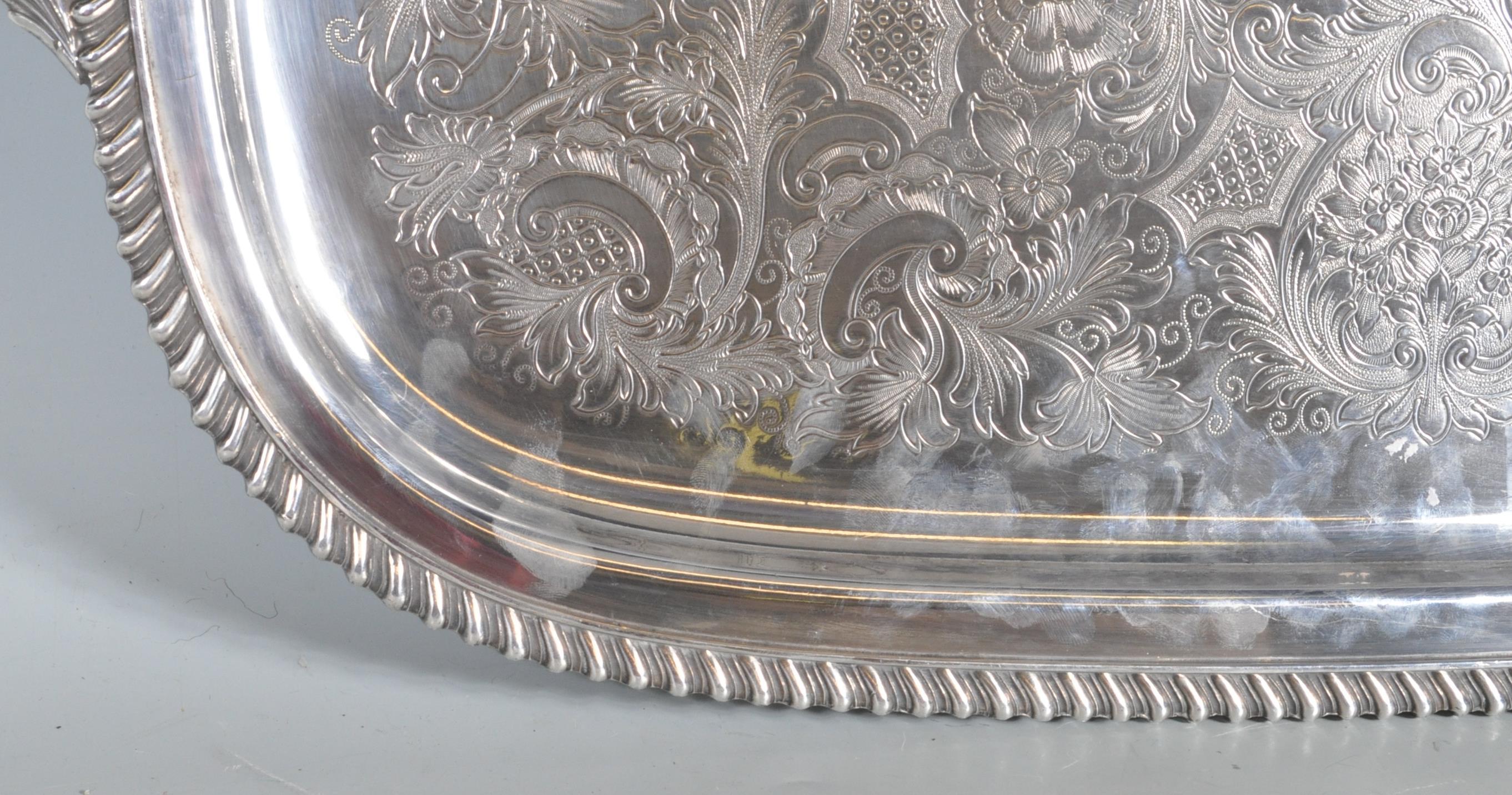 LARGE VINTAGE SILVER PLATE MERIDON SERVING TRAY. - Image 7 of 15