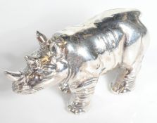 STAMPED STERLING SILVER FIGURE OF A RHINOCEROS.