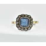 ANTIQUE 14CT PASTE & DIAMOND RING