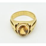 A FRENCH ART NOUVEAU 18CT GOLD AND CITRINE RING