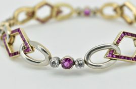 18CT GOLD PLATINUM RUBY & DIAMOND BRACELET