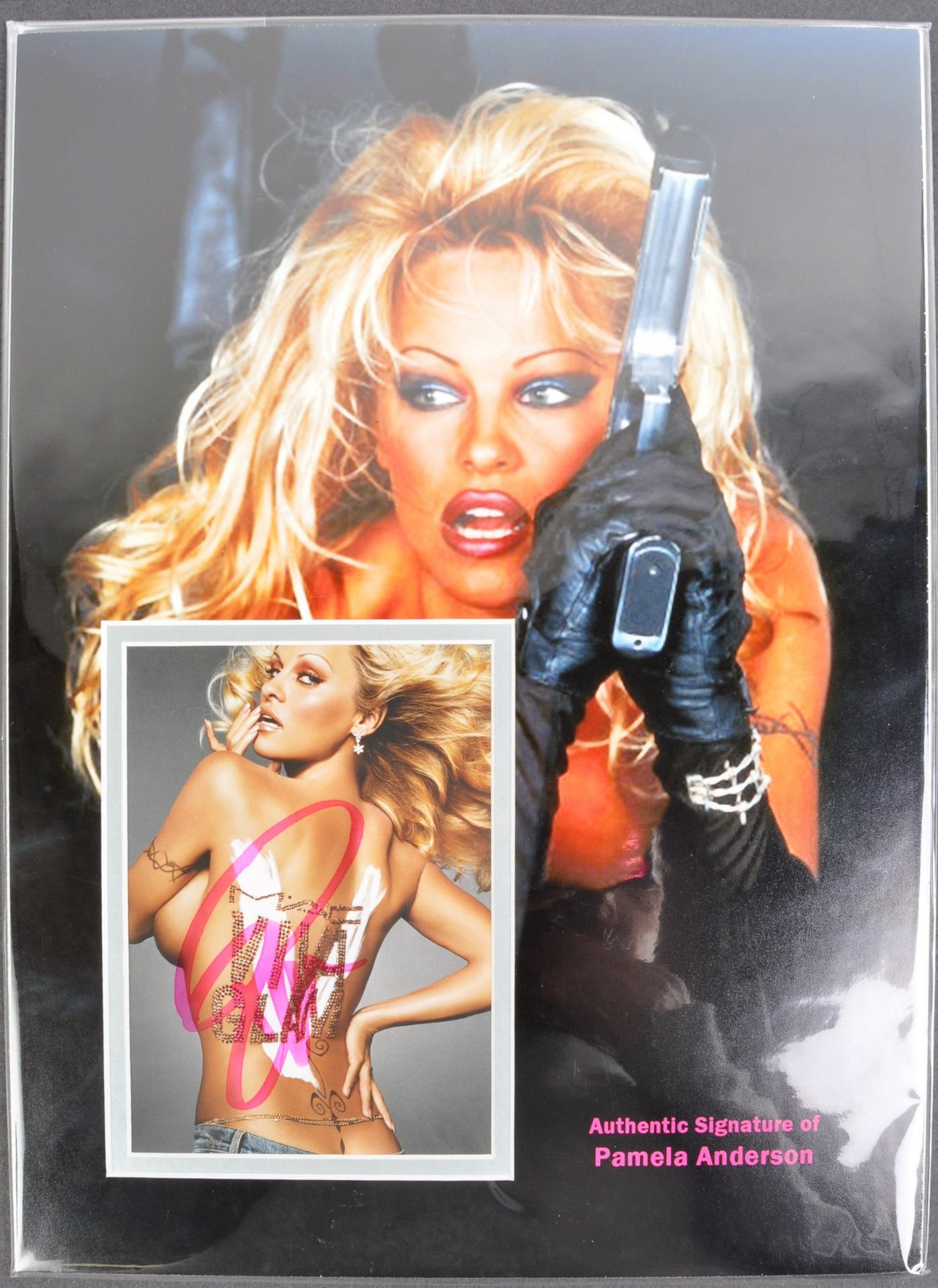 PAMELA ANDERSON - BARBED WIRE - 16X12" AUTOGRAPH DISPLAY