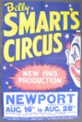BILLY SMART'S CIRCUS - ORIGINAL 1960S CIRCUS ADVERTISING POSTER