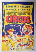 ORIGINAL 1950S AMERICAN ROOSEVELT STADIUM CIRCUS POSTER