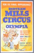 BERTRAM MILLS CIRCUS - ORIGINAL VINTAGE 1960S ADVERTISING POSTER