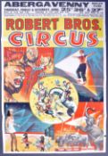 ROBERT BROS CIRCUS - 1960S - SCARCE ORIGINAL CIRCUS ADVERTISING POSTER