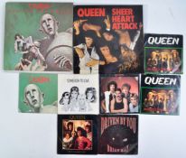 QUEEN GROUP OF VINYL RECORDS AND 45 7" SINGLES
