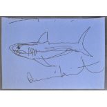 DAMIEN HIRST - SHARK - ORIGINAL INK SKETCH ON PAPER ARTWORK