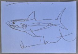 DAMIEN HIRST - SHARK - ORIGINAL INK SKETCH ON PAPER ARTWORK