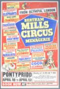 BERTRAM MILLS CIRCUS - ORIGINAL VINTAGE 1960S ADVERTISING POSTER