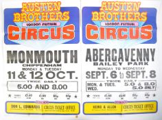 AUSTEN BROTHERS - 1970S - TWO VINTAGE CIRCUS ADVERTISING POSTERS