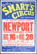 BILLY SMART'S CIRCUS - 1950S / 60S ADVERTISING CIRCUS POSTER