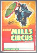 BERTRAM MILLS CIRCUS - ORIGINAL VINTAGE 1950S ADVERTISING POSTER