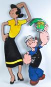 POPEYE - TWO LARGE PAINTED WOODEN IN-STORE ADVERTISING DISPLAY SIGNS