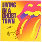 THE ROLLING STONES SIGNED RONNIE WOOD LIVING IN A GHOST TOWN 10"