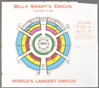 BILLY SMART'S CIRCUS - RARE 1960S SEATING PLAN BIG TOP POSTER
