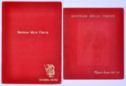 CIRCUS - TWO ORIGINAL BERTRAM MILLS CIRCUS ROYAL BOX PROGRAMMES