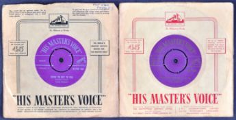 ELVIS PRESLEY - TWO 45 7" VINYL SINGLES ON PURPLE HMV LABELS