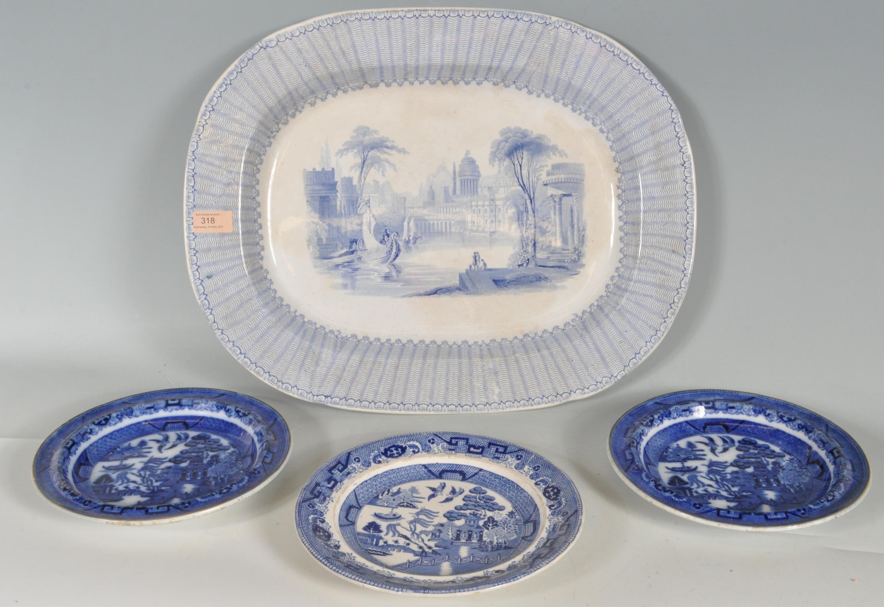 TWO 19TH CENTURY VICTORIAN BLUE AND WHITE ASHWORTH BROS SOUP PLATES